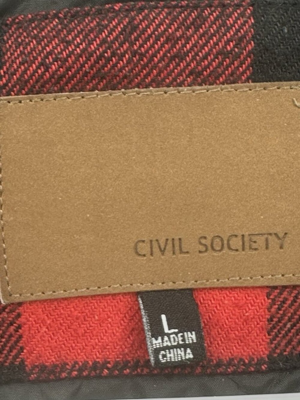Mens Civil Society Size L Red And Black checkered warm Flannel Jacket - Picture 11 of 13